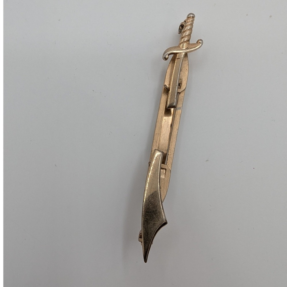 Vintage‎ Anson Gold Tone Sword Scabbard Tie Clip Pat Mens Accessory